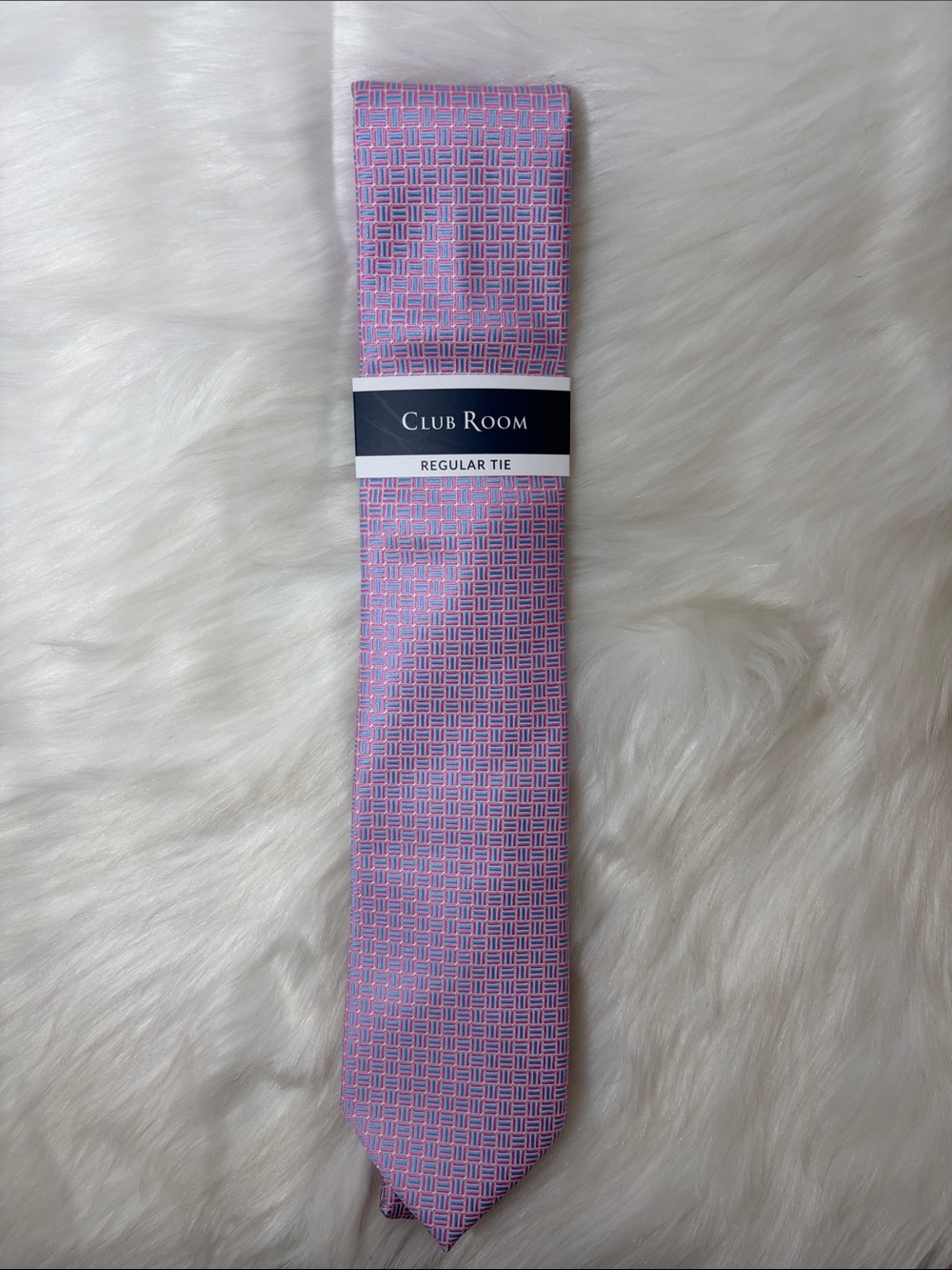 NWT Club Room Pink Blue Geometric Tie